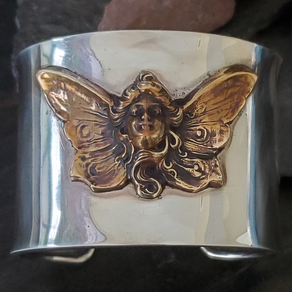 Amazing Custom Made OOAK Art Nouveau Style Sterling Cuff Bracelet - Picture 5 of 11